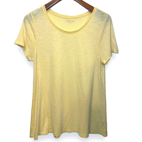 Coldwater Creek Everyday Ease Slub Tee Size Small Buttercup Yellow Tunic Top - Picture 2 of 6